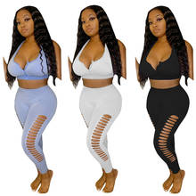 DPSDE 2020 summer new fashion sexy club party style sets sleeveless zipper top elastic long pants pure color two piece sets 2024 - buy cheap