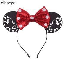 1PC 3.3'' Big Glitter Hollow Mouse Ears Hairband For Girls Valentine's Day Party DIY Dots Sequin Bow Headband Hair Accessories 2024 - buy cheap