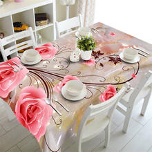 Dresser Tablecloth Waterproof 3D Tablecloth Rectangular Picnic Round Table Covers Customized Size Pink Flower  Cushion Cover 2024 - buy cheap