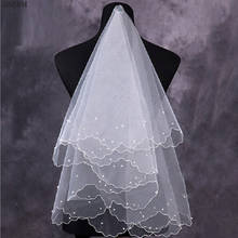 Simple and Elegent Wedding Bridal Veil Tulle White Ivory Two Layers Bride Accessories Short Women Veils With  Pearl 2024 - buy cheap