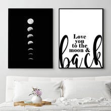 Minimalist Full Moon Poster Art Black White Moon Phases Prints Solar System Quote Canvas Pictures Painting Decor for Living Room 2024 - buy cheap