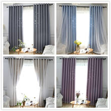 Livre personalizado gyc2269 oco estrela cortinas blackout sala de estar quarto janela cortina cortinas costuradas com voile branco 2024 - compre barato