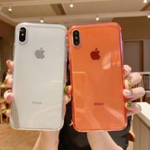 Чехол для iPhone 11 Pro Xs Max 6 6s 7 8 Plus, однотонный прозрачный чехол карамельных цветов для iPhone 7 X XR, мягкий силиконовый чехол из ТПУ 2024 - купить недорого