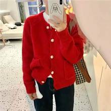 2021 Women Autumn Winter Elegant Knit Cardigan Lady Loose O-neck Single Breasted Cardigan Female Casual Solid Sweater Coats H324 2024 - buy cheap