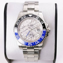 BLIGER новые 40 мм автоматические мужские часы GMT модели синий черный ободок умственный ремень серый циферблат сапфировое стекло 2024 - купить недорого