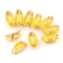 10pcs/set Feng Shui Auspicious Lucky Money Mascot Metal Crafts Gold Ingot Decoration Crafts 2024 - buy cheap