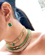 Beautiful luxury Emeralds cz tennis chain choker necklace Jewelry Making for women lady hip hop fashion choker wholesale 2024 - buy cheap