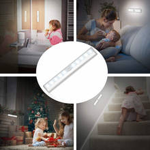 Battery Powered 6 10 LEDs PIR LED Motion Sensor Light Cupboard Wardrobe Bed Lamp LED Under Cabinet Night Light for Closet Stairs 2024 - купить недорого