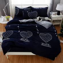 50 bedding set 5 size Stripe heart black bed linen 4pcs/set duvet cover set Pastoral bed sheet AB side duvet cover 2019 bed 2024 - buy cheap