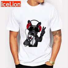 IceLion 2021 новые музыкальные кошек и собак Футболка забавная Мужская футболка, принт с животными, летняя модная майка с коротким рукавом Футболка для мальчиков классная дышащая футболка 2024 - купить недорого