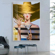 Абстрактный аристократическое платье леди картина маслом на холсте картина коктейль девушка художественные плакаты и принты Cuadros настенные картины для Гостиная 2024 - купить недорого