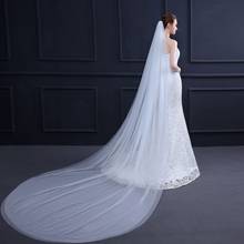 Simple Long Bridal Veil Wedding Accessories 3 M Double Layer Bride Face Veils Velos De Novia Catedral  nagerian weding lace 2024 - buy cheap