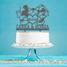 Personalized Wedding Cake Topper Custom Couple Name Party Date Mickey Minnie Silhouette Cake Topper For Wedding Cake Decoration 2024 - buy cheap