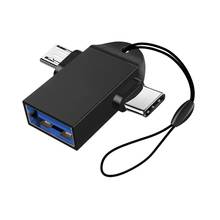 Новинка! Адаптер 2 в 1 Type-C Micro USB OTG для Android Huawei USB 3,1 преобразователи передачи данных для планшета жесткого диска телефона 2024 - купить недорого