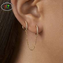 F.J4Z-pendientes de aro con diamantes de imitación para mujer, aretes de doble aro bohemios, cadena con borla, para espectáculo de Club, regalos de joyería, 1 ud. 2024 - compra barato