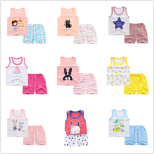 2 Pieces Children Girl Clothing Sets Cotton Cute Cartoon Shorts Sleeveless Vest Tops Kids Casual Clothes 1 2 3 4 5 Year 2024 - buy cheap