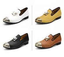 Sapatilhas masculinas de metal dourado e fivela de metal, calçados para dirigir, tamanho grande, novo, 2020 a 5.5 2024 - compre barato