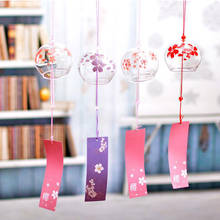 Romântico artesanato japonês cerejeira flor de vidro vento sinos casa jardim escritório ornamento interior janela pendurado decoração 1pcs 2024 - compre barato