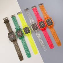 Силиконовый ремешок для Apple Watch Band Series 1 2 3 4 5 6 se, резиновый Прозрачный чехол для Iwatch 38 мм 40 мм 42 мм 44 мм 2024 - купить недорого