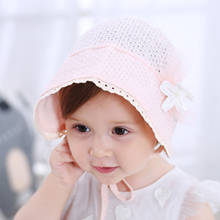 Newborn Infant Beach Bucket Hat Baby Girl Boy Sun Summer Pure Color Caps Lace Bonnet Adjustable Windproof Hat Cute Flower Caps 2024 - buy cheap
