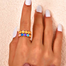 Juorest милые радужные кольца на палец в форме сердца для женщин модные из золотого сплава 2 шт./компл. милые кольца романтические обручальные кольца изящные ювелирные изделия 2024 - купить недорого