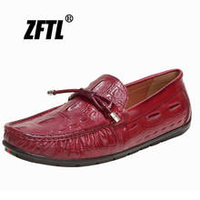 ZFTL NEW men's loafers man Genuine Leather casual shoes Crocodile pattern lazy Large size boat shoes male Driving shoes 179 2024 - buy cheap