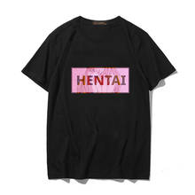 Топ женский с принтом «Hentai», повседневная черная футболка в японском стиле с надписью, модная свободная футболка в стиле Харадзюку с темным аниме, лето, Прямая поставка 2024 - купить недорого