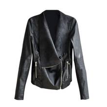 4XL Women's PU Leather Zipper Lapel Smooth Motorcycle Jackets Ladies Long Sleeve Autumn Winter Biker Streetwear Black Coat 4 Col 2024 - buy cheap