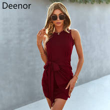 Deenor Sexy Women's Bodycon Dress Black Sleeveless Bow-Knot Waist Vest Mini Dresses for Women 2021 Summer Party Club Vestidos 2024 - buy cheap