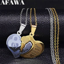 2PS Love Heart Lock key Stainless Steel Couple Necklaces Women/Men Gold Silver Color Pendants Jewelry bijoux femme NXH3S01 2024 - buy cheap