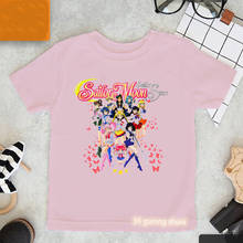 Kawaii girls t-shirts cute girls graphic print Children's clothing tshirt Harajuku hip hop girls t shirts pink tops wholesale 2024 - buy cheap