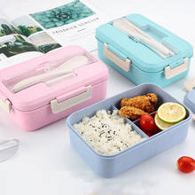 Микроволновая коробка для обеда пшеничная соломенная посуда контейнер для хранения еды Детская школьная офисная портативная коробка для бенто с столовыми приборами 2024 - купить недорого