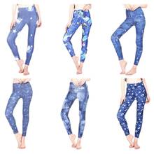 Женские леггинсы в стиле тату с принтом бабочки и рваными звездами, женские Сексуальные облегающие джинсы до щиколотки, синие брюки, весенние обтягивающие леггинсы 2024 - купить недорого