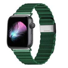 Ремешок для Apple watch 44 мм 40 мм iWatch 38 мм 42 мм магнитный браслет из натуральной кожи apple watch series 6 se 5 4 3 2024 - купить недорого