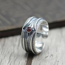 Anillo abierto de circonita con incrustaciones de plumas vintage de plata tailandesa 100% 925 2024 - compra barato