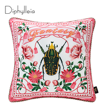 Diphylleia-Funda de cojín de terciopelo minimalista, cubierta de almohada decorativa de estilo Rural con estampado de flores para jardín, Color rosa 2024 - compra barato