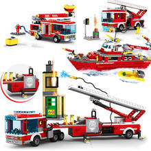 Bloques de construcción en miniatura para niños, juguete de ladrillos para armar coche bombero, serie City techniques, ideal para regalo de iniciación 2024 - compra barato