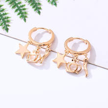 Estrelas novas brincos de argola bohemia ouro cor coroa chili borla balançar orelha clap coreano jóias para festa de casamento feminino presente 2024 - compre barato