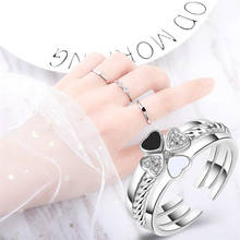 Anel charmoso prata 925, acessórios para os dedos, feminino, de cristal de alta qualidade, trevo, conjunto de anéis para mulheres, noiva, joias de casamento 2024 - compre barato