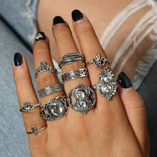 Женское кольцо с кристаллами Docona, ювелирное изделие серебряного цвета в стиле бохо, комплект колец на фалангу, Ювелирное Украшение 6541 2024 - купить недорого