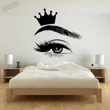 Crown Eyelash Wall Decal Decor Living Room Beautiful Eyes Eyebrows Wall Stickers For Beauty Salon MIrror Vinyl Window Decal Y303 2024 - buy cheap