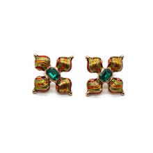 Geometry Earrings-Stud Enamel Mixed Colours Pretty Popular Retro Alloy Temperament Jewelry 2024 - buy cheap