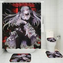 3/4 Pieces Maid Outfit Girl Shower Curtains Set 3D Print Home Textile Carpet Toilet Mat Bathroom Polyester Japan Anime Bath Set 2024 - buy cheap