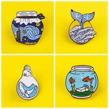 Kanagawa Sea Wave Pin Badge On Clothes Scenery Metal Icons Badges For Backpack Brooch Enamel Pins Lapel Pin Bags Badge Gifts DIY 2024 - buy cheap