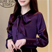 Camisa feminina estilo coreano e primavera, blusa de chiffon com laço, em estilo coreano, nova blusa feminina e de escritório, 2021 2024 - compre barato