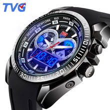 New Top Brand Luxury Men Watches TVG 468IP Rubber Strap Dual Display Analog Digital Quartz Watches Men 30M Waterproof Week Alarm 2024 - buy cheap