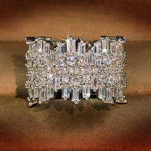 Большие блестящие серебряные цветные кольца для женщин Свадебные обручальные модные ювелирные изделия 2024 - купить недорого