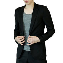 Мужской приталенный пиджак NIN668, черный повседневный деловой пиджак в Корейском стиле 2024 - купить недорого
