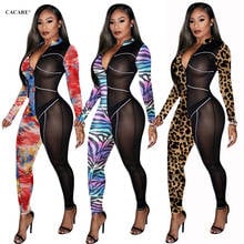 Sexy Long Jumpsuit Rompers Women Summer Bodycon Overalls Playsuit Mesh Bodysuit Ladies Jump Suit 5 Colors F0634 Long Sleeve 2024 - buy cheap