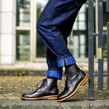 Zapatos italianos Martins para hombre, botas de cuero genuino de alta calidad, con cordones, botines de moda, Chelsea 2024 - compra barato